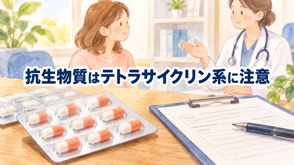 抗生物質はテトラサイクリン系に注意