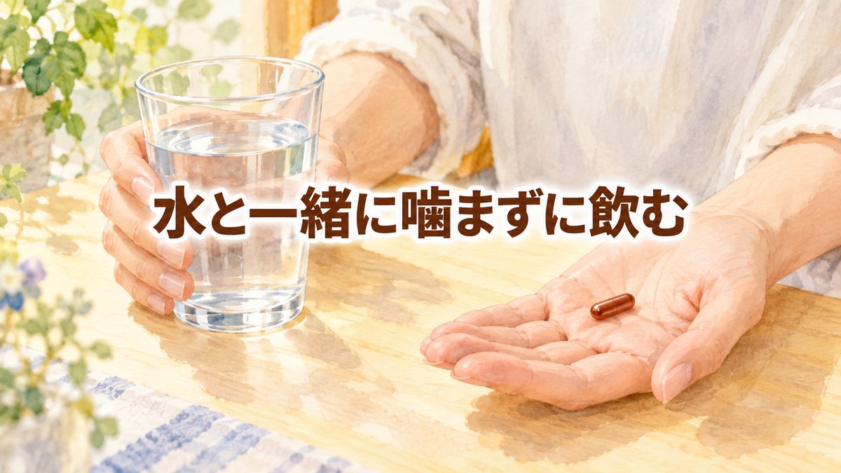 水と一緒に噛まずに飲む
